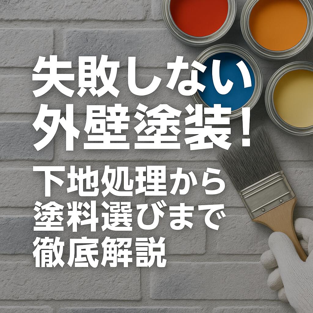 失敗しない外壁塗装！下地処理から塗料選びまで徹底解説